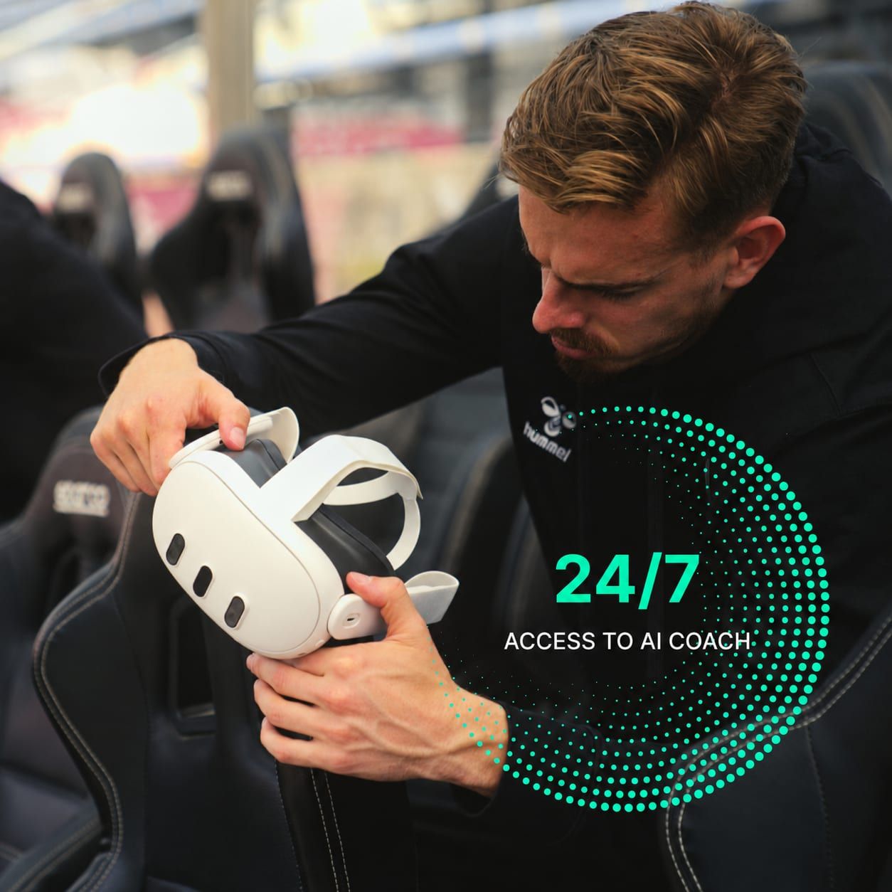 Athlete preparing a WoosahX headset