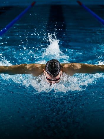 Swimmer preparing to go again